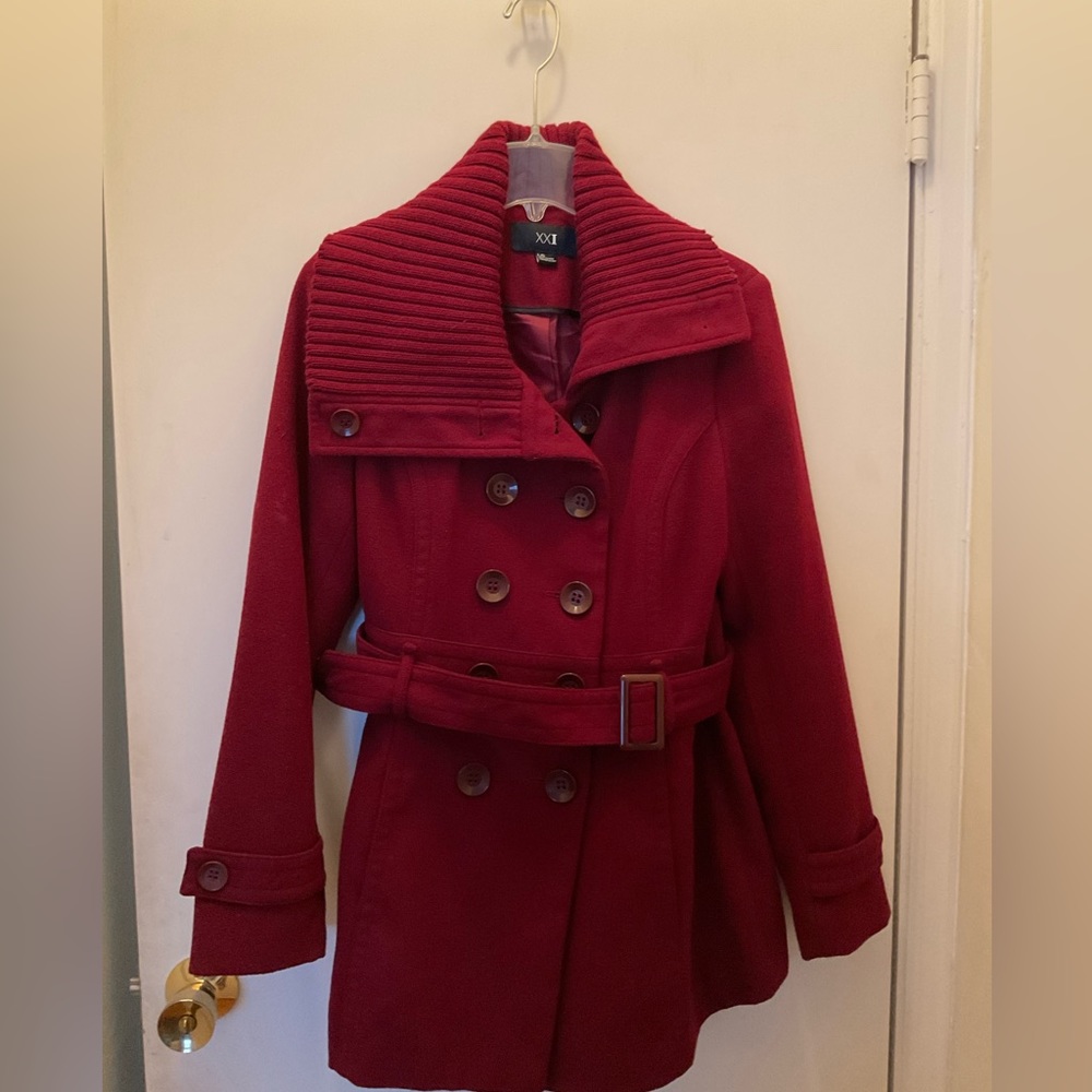 Forever21 burgundy coat winter coat
